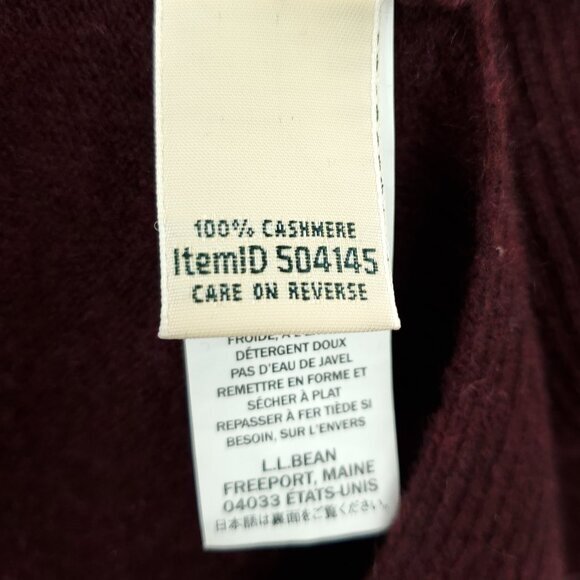L.L. Bean 100% Cashmere Open Front Patch Pocket Cardigan PS Maroon/Burgundy Red - Picture 13 of 14
